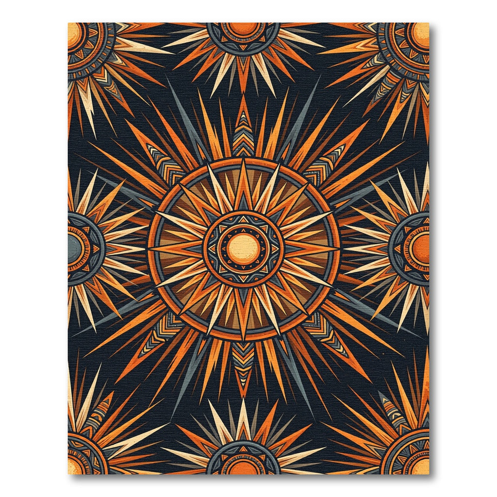Radiant Amber Celestial Sunburst Medallion Rug