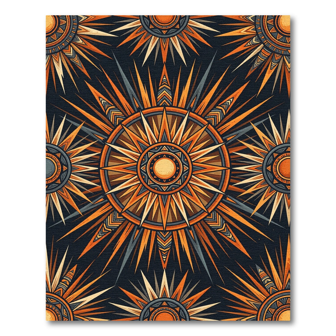 Radiant Amber Celestial Sunburst Medallion Rug
