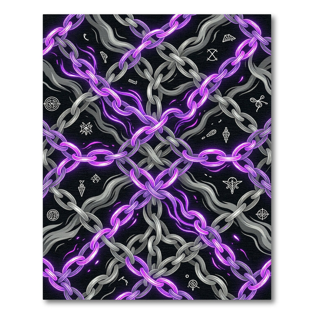 Neon Purple Glowing Chain Interlinked Web Rug