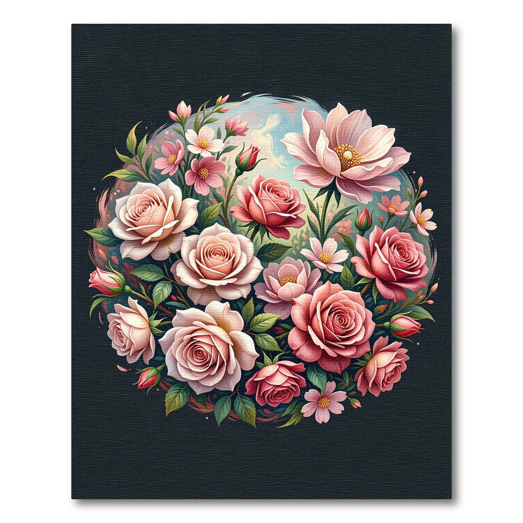 Pink Garden Rose Medallion Swirl Rug