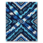 Blue Geometric Chevron Ikat Diamond Rug