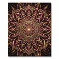 Crimson Gold Mandala Floral Rug