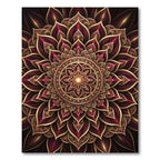 Crimson Gold Mandala Floral Rug