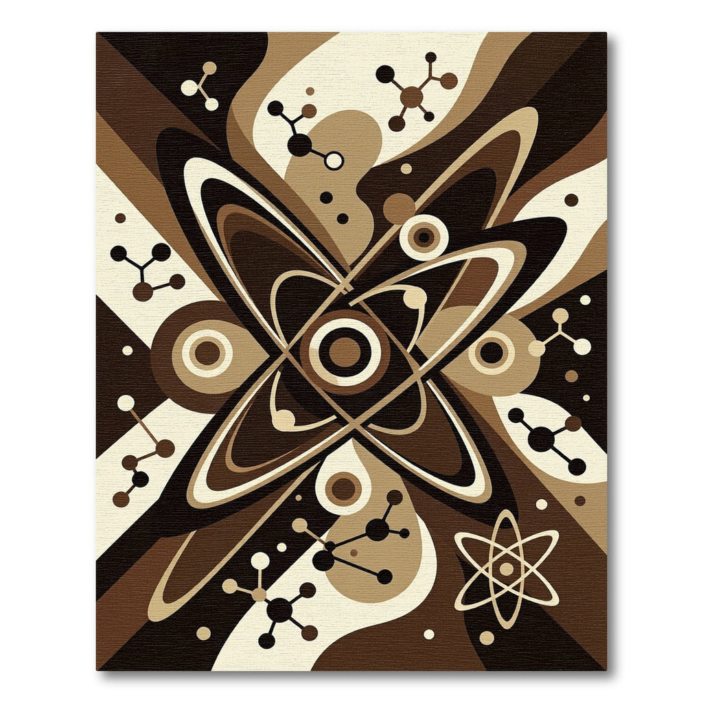 Mid Century Brown Atomic Orbit Rug