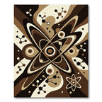 Mid Century Brown Atomic Orbit Rug