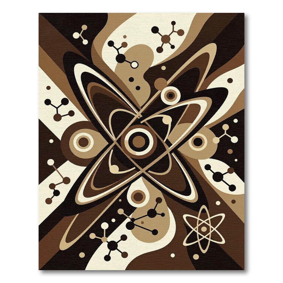 Mid Century Brown Atomic Orbit Rug