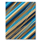 Modern Blue and Gold Abstract Stripe Rug