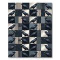 Gothic Raven Monochrome Checkerboard Abstract Rug