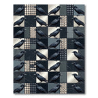 Gothic Raven Monochrome Checkerboard Abstract Rug