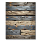 Distressed Wood Grain Plank Composition Rug
