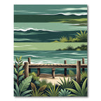 Tropical Dock Waves Lush Foliage Rug