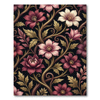 Elegant Deep Pink Floral Scroll Rug