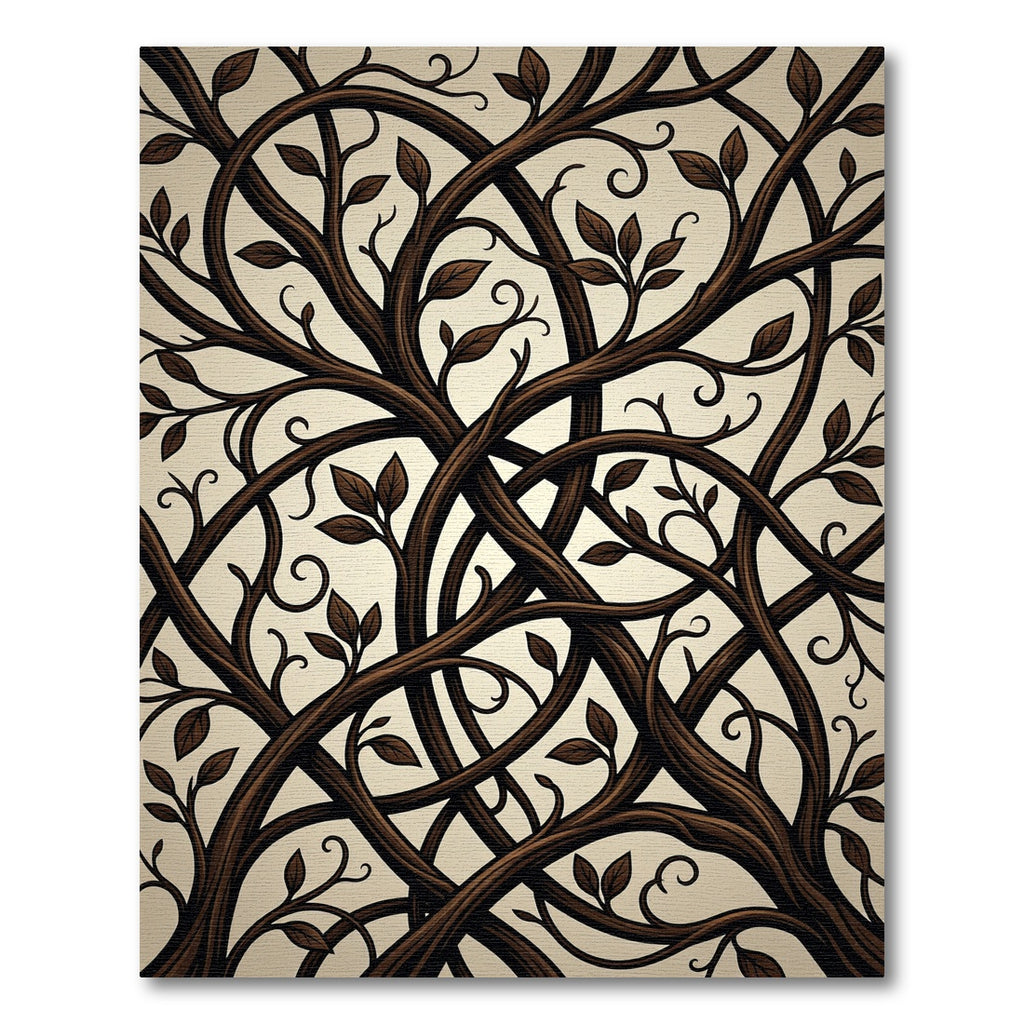 Brown Intertwined Tree Branches Rug