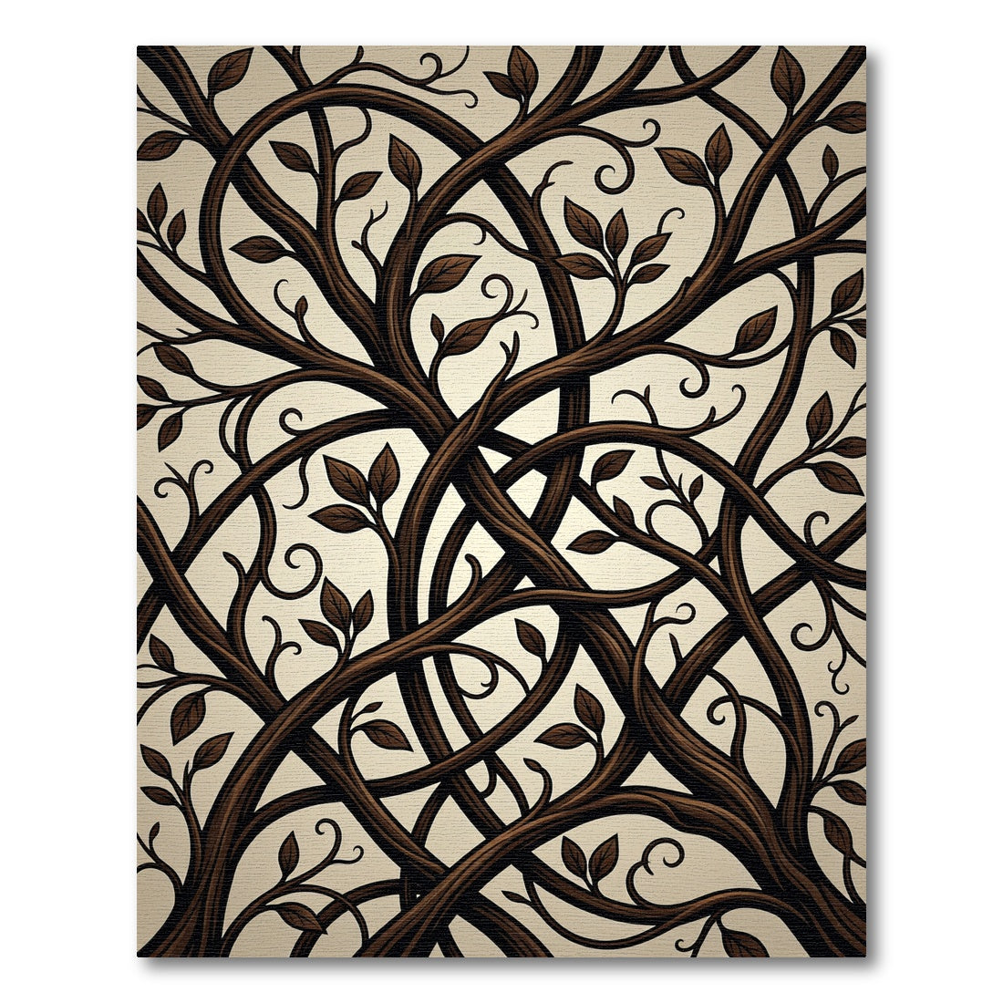 Brown Intertwined Tree Branches Rug