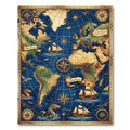 Vintage Nautical Chart Deep Blue Map Rug