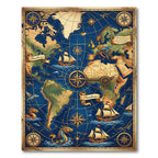 Vintage Nautical Chart Deep Blue Map Rug