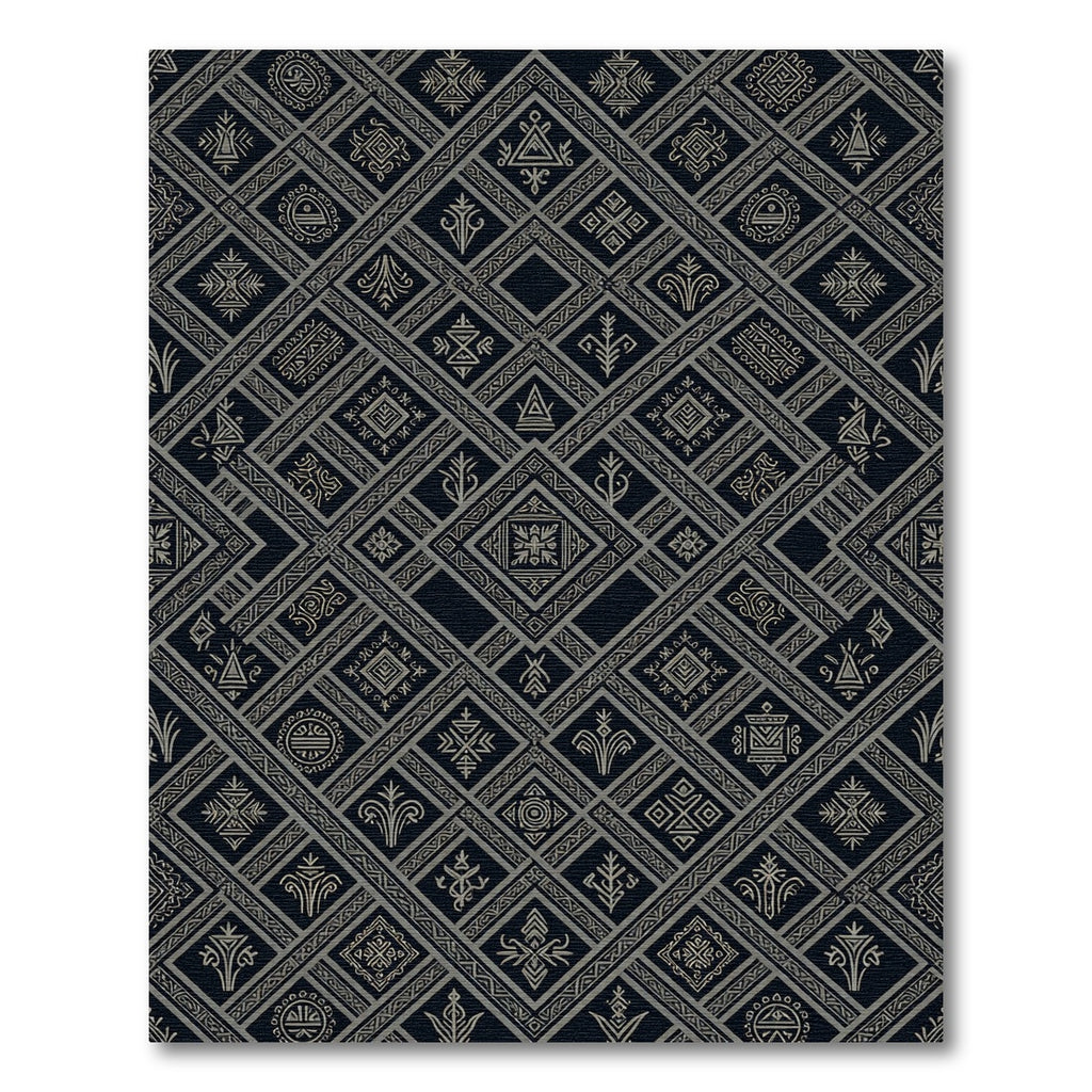 Ancestral Geometric Diamond Black Rug