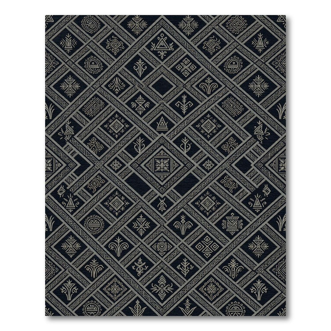 Ancestral Geometric Diamond Black Rug
