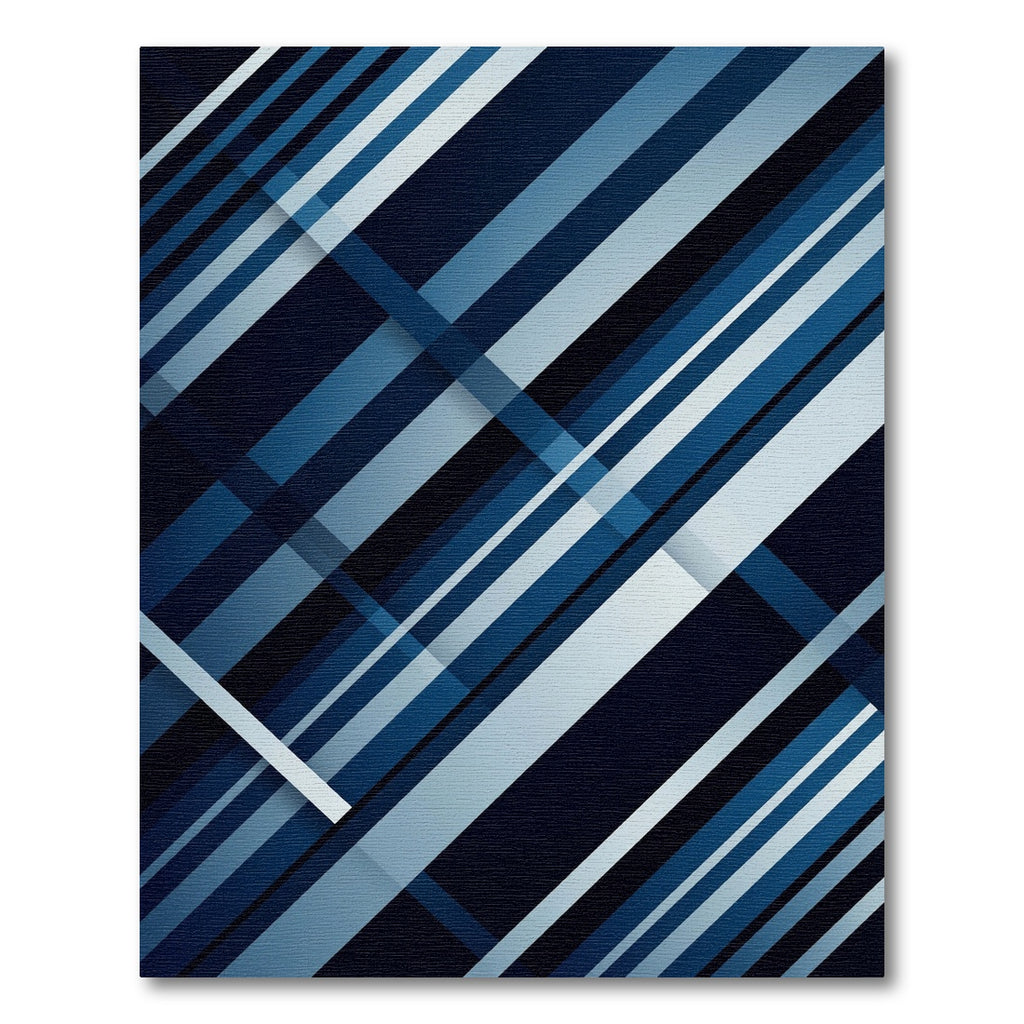 Modern Navy Angular Abstract Diagonal Stripe Rug