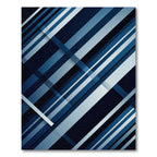 Modern Navy Angular Abstract Diagonal Stripe Rug