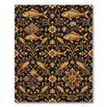 Elegant Gold Fish Floral Scroll Rug