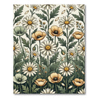 Botanical Meadow Daisy and Poppy Field Rug