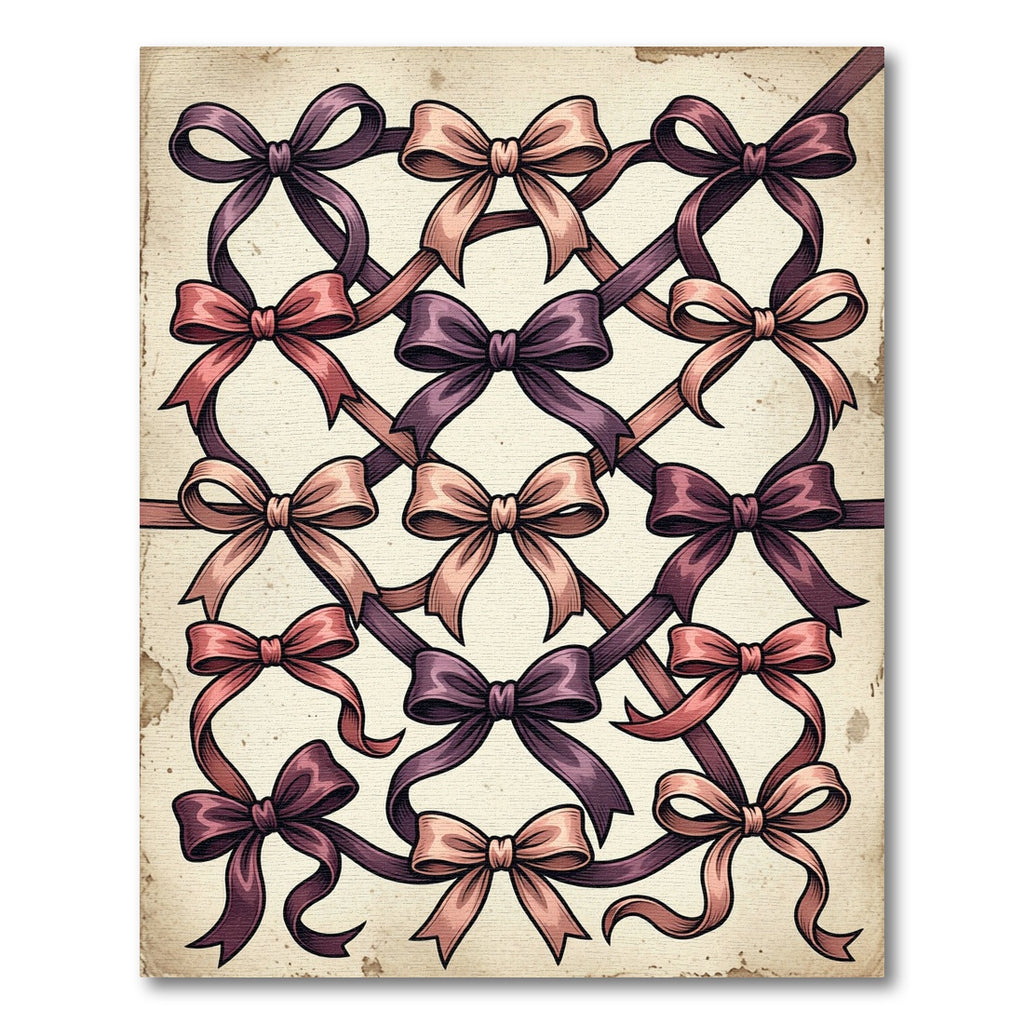 Vintage Ribbon Bow Lattice Art Rug