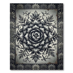 Monochrome Botanical Floral Medallion Rug