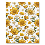 Golden Buttercup Floral Botanical Meadow Rug