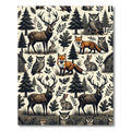 Enchanted Forest Woodland Creatures Cream Earthy Tones Rug