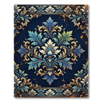 Royal Blue Gold Ornate Damask Acolyte Rug