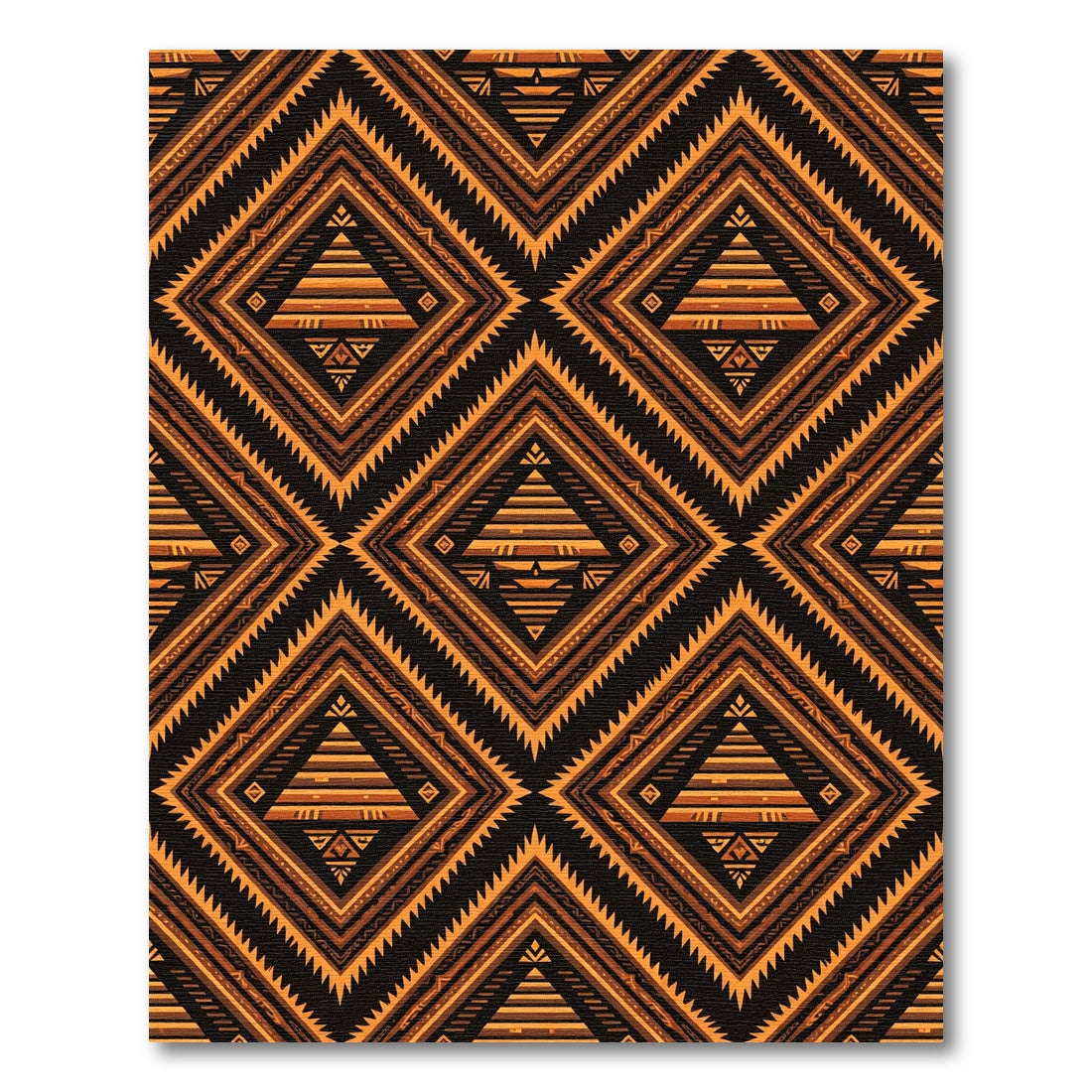 Earthy Brown Tribal Geometric Diamond Rug