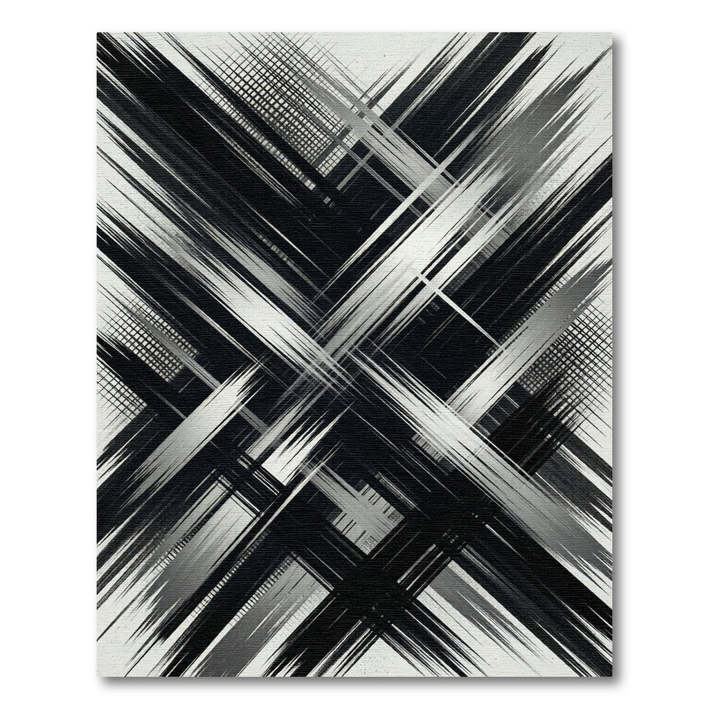 Black White Abstract Scratched Lines Rug