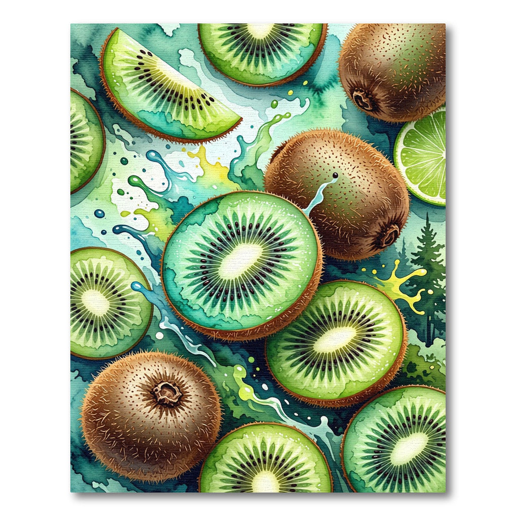 Fresh Kiwi Fruit Splash Art Rug