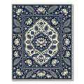 Deep Blue Ivory Floral Medallion Rug