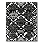 Monochrome Black Gothic Trellis Floral Tile Rug