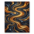 Liquid Gold and Charcoal Abstract Swirl Rug