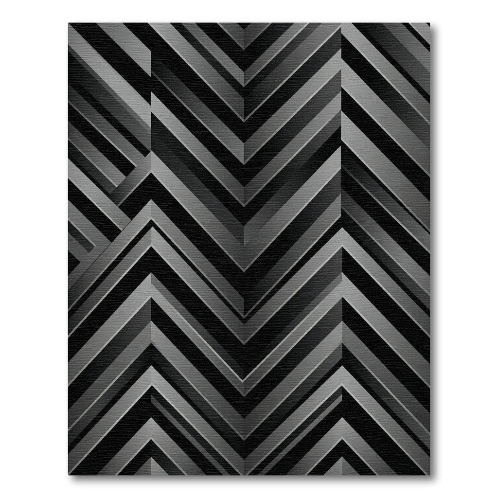 Sophisticated Monochrome Geometric Chevron Rug
