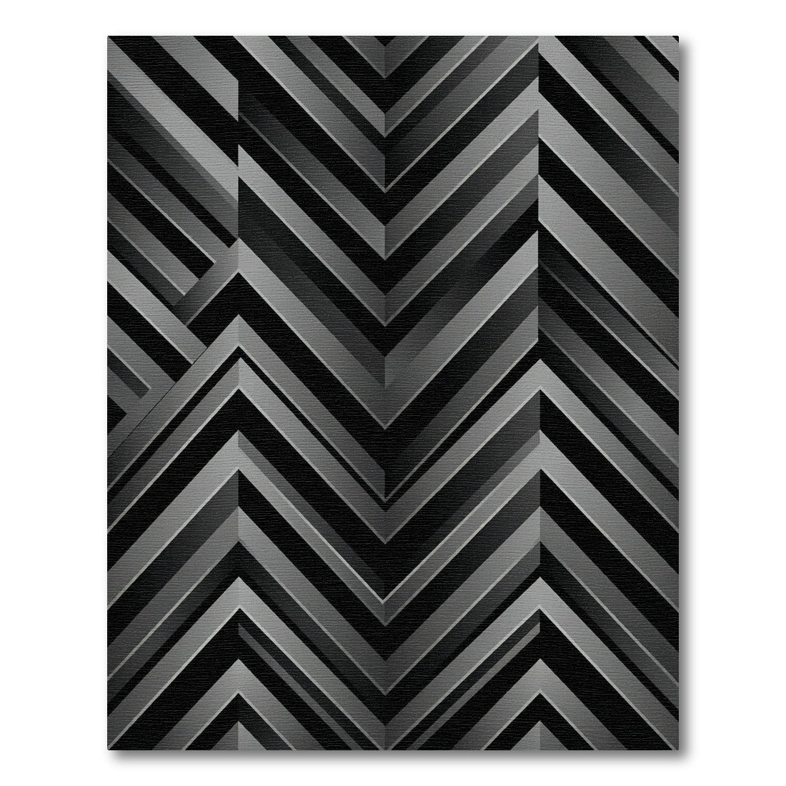 Sophisticated Monochrome Geometric Chevron Rug