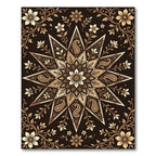 Ornate Starry Floral Sepia Mandala Rug