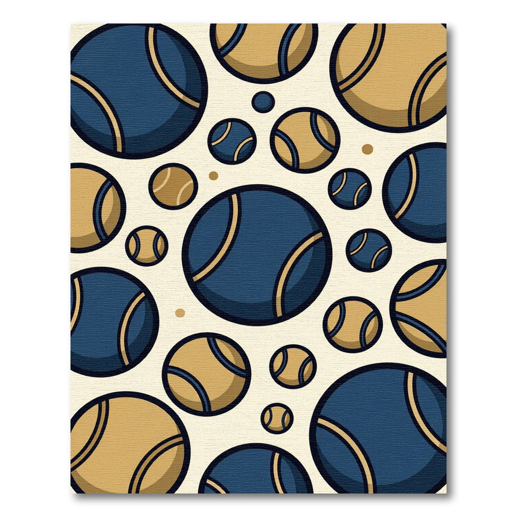 Navy and Gold Circular Sport Ball Rug