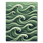 Earthy Green Swirling Ocean Tide Rug
