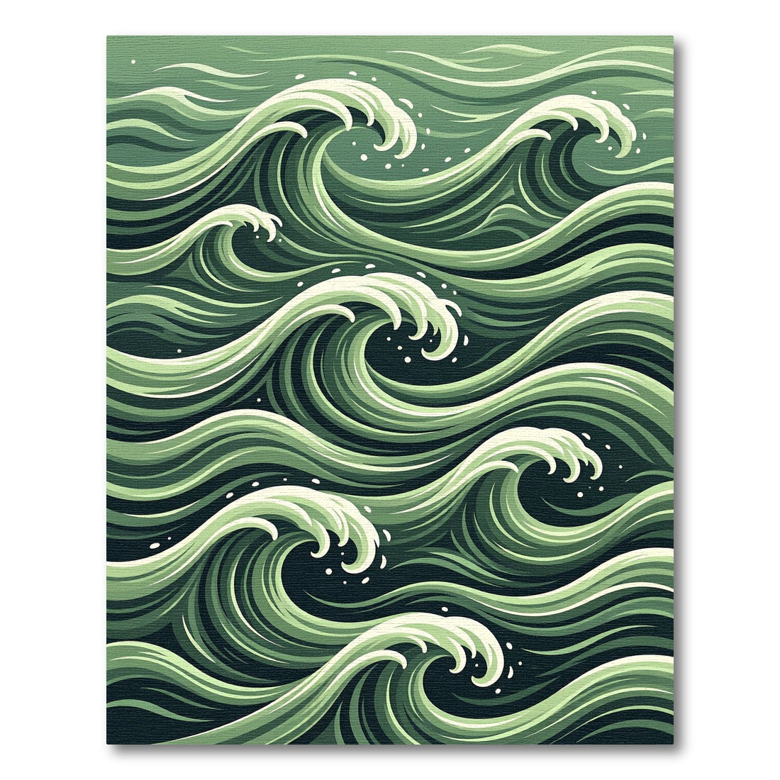 Earthy Green Swirling Ocean Tide Rug