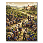 Pastoral Vineyard Harvest Landscape Scene Rug