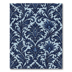 Deep Blue Floral Acanthus Scroll Rug