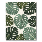 Vibrant Green Monstera Leaf Pattern Rug