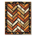 Herringbone Amber Ochre Geometric Tile Rug