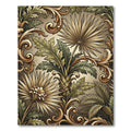Ornate Tropical Palm Leaf Scroll Rug