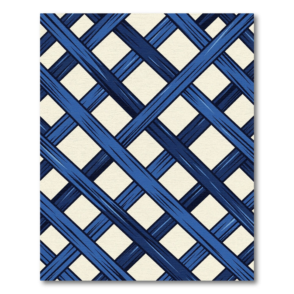 Deep Blue Open Weave Lattice Rug