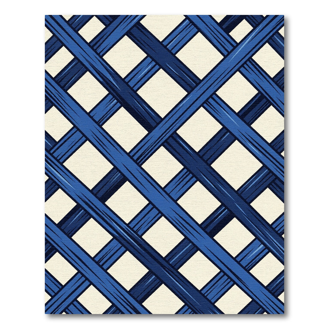 Deep Blue Open Weave Lattice Rug